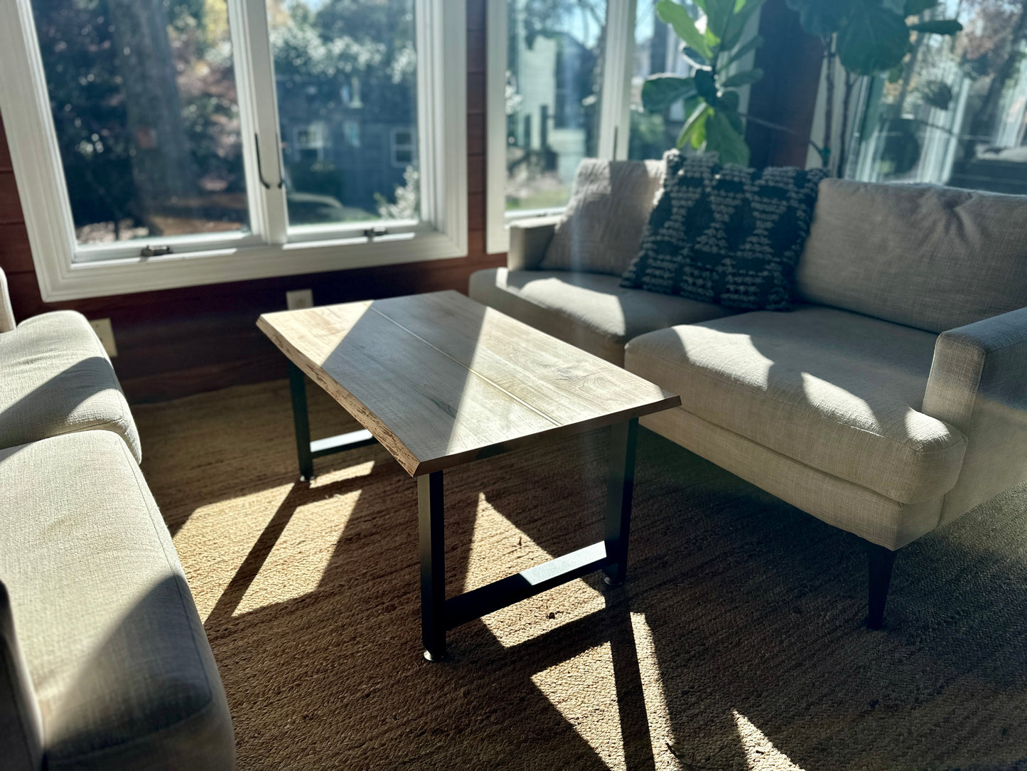 Live Edge Coffee Table with Brass Insert