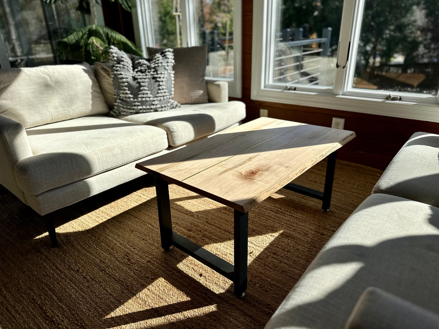 Live Edge Coffee Table with Brass Insert