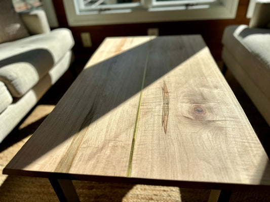 Live Edge Coffee Table with Brass Insert